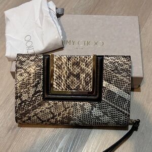 Jimmy Choo Brown and Cream Snakeskin bag/clutch